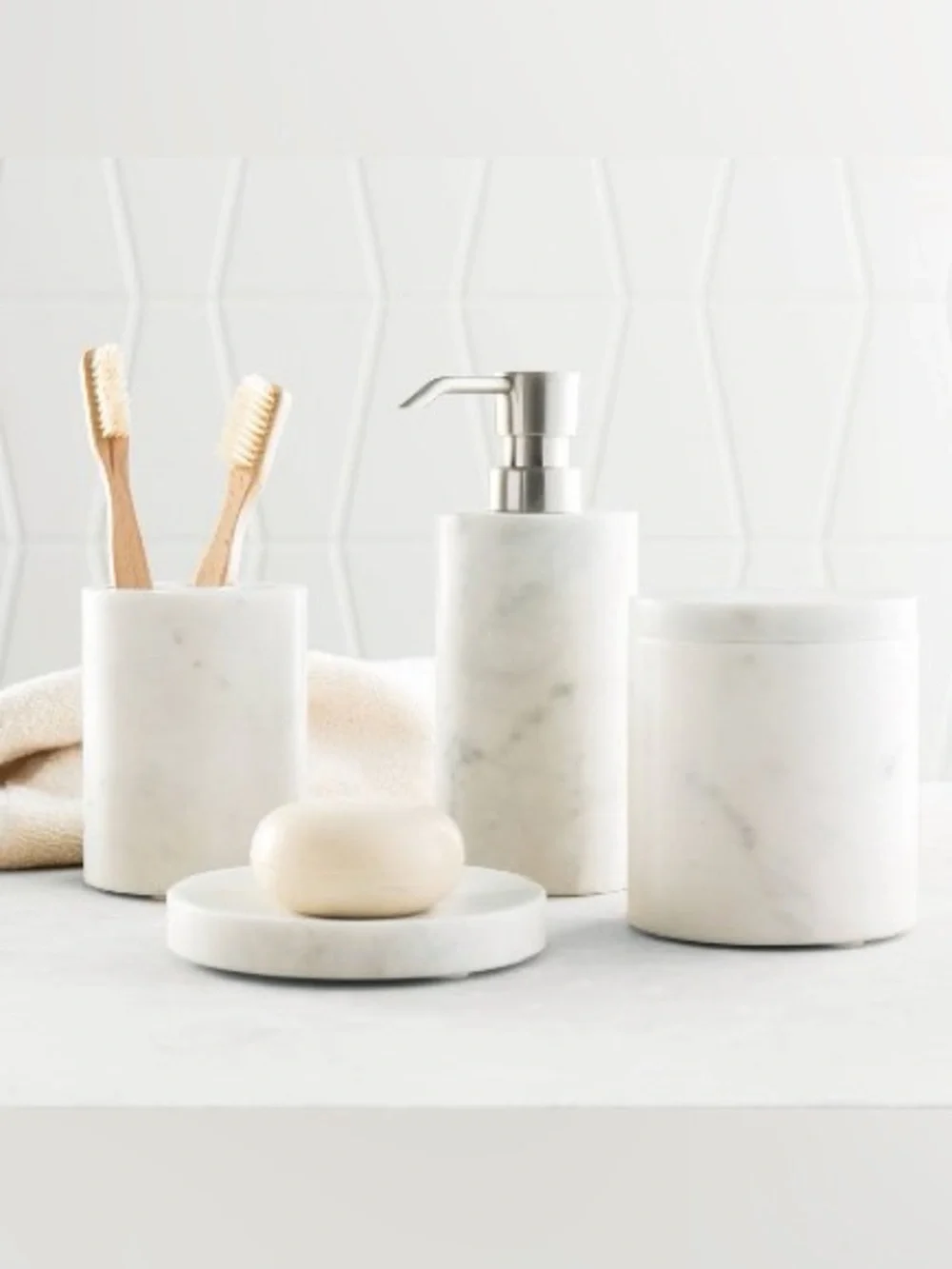 White Ivory Marble dish catch all soap candle
